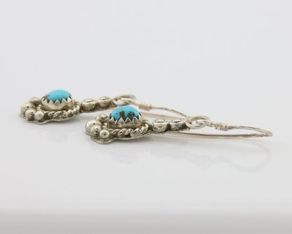 Navajo Earrings 925 Silver Blue Turquoise Artist Signed DB C.80's