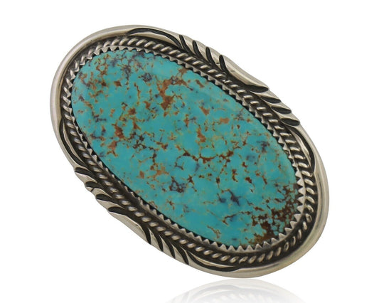 Navajo Pin Pendant 925 Silver Natural Spiderweb Turquoise Signed S C.80's