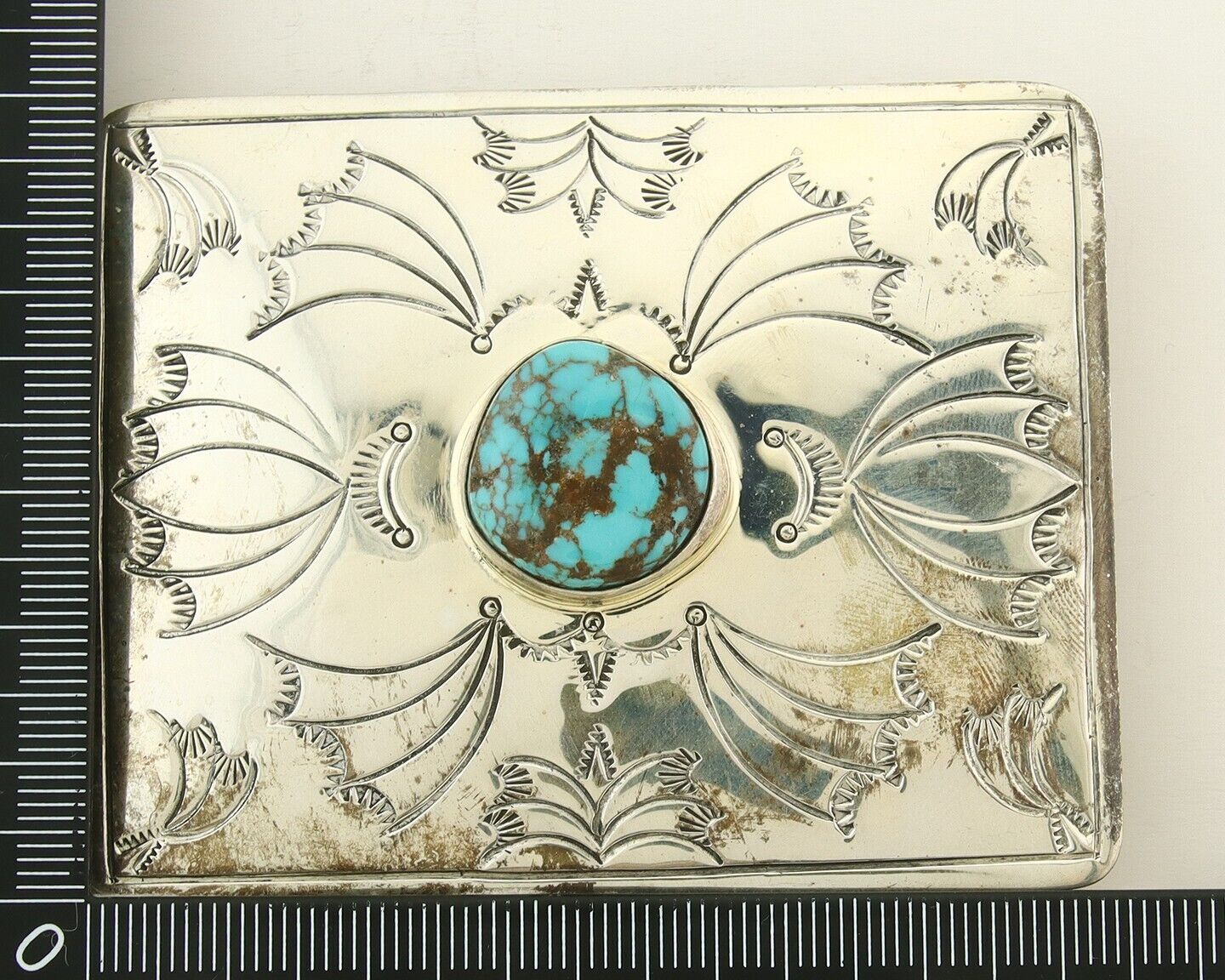 Vintage Navajo Belt Buckle 925 Silver Horse Head Turquoise Signed Tim Guerro