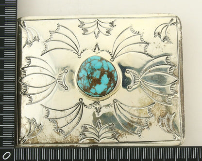 Vintage Navajo Belt Buckle 925 Silver Horse Head Turquoise Signed Tim Guerro