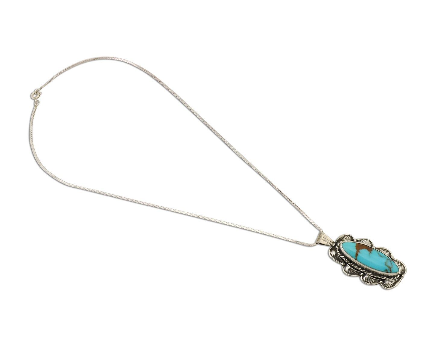 Navajo Necklace Pendant 925 Silver Turquoise Signed M C.80's