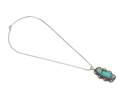 Navajo Necklace Pendant 925 Silver Turquoise Signed M C.80's