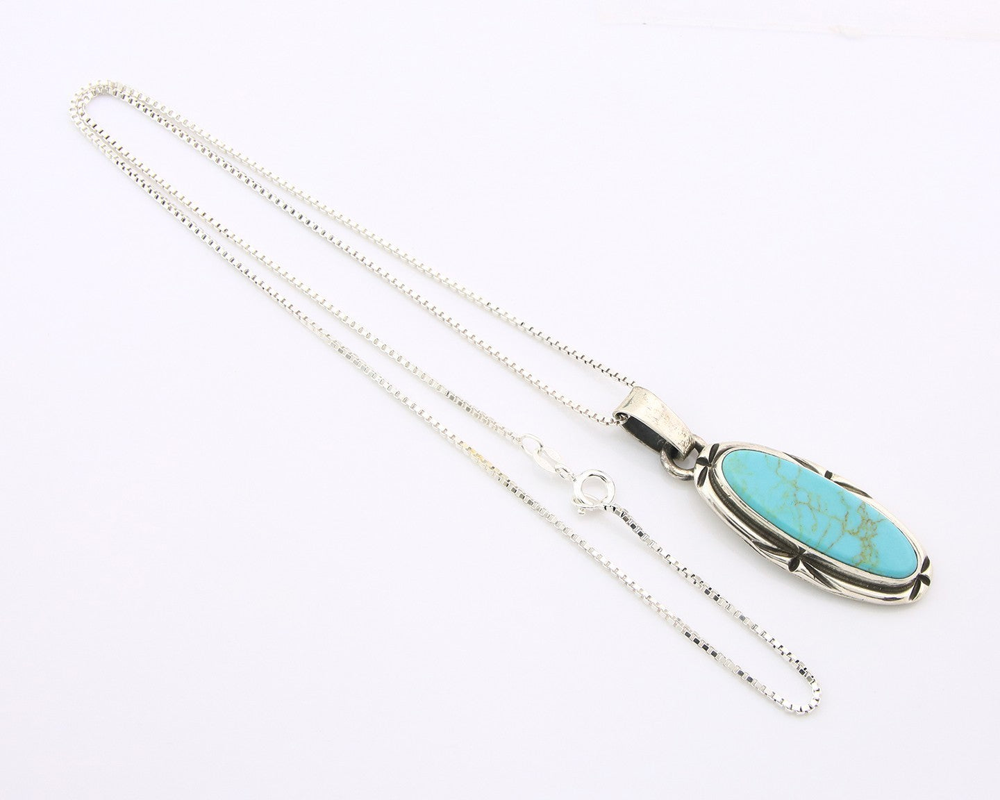 Navajo Necklace Sterling Silver Authentic Turquoise Vintage Native Artist