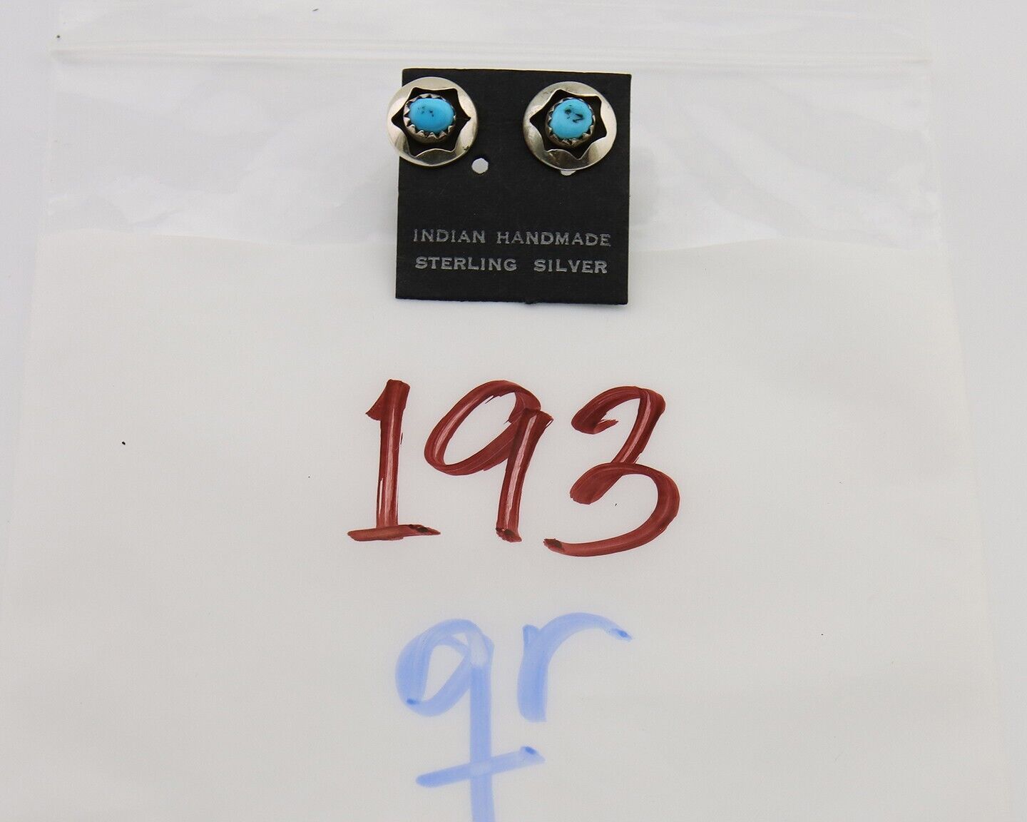 Navajo Handmade Earrings 925 Silver Natural Turquoise Native Artist C.80's