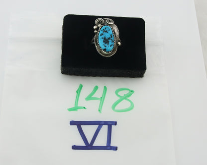 Navajo Ring Sterling Silver Authentic Turquoise Signed Justin Morris Size 7.25