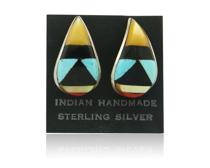 Navajo Earrings 925 Silver Natural Gemstone Native American Artist C.80's