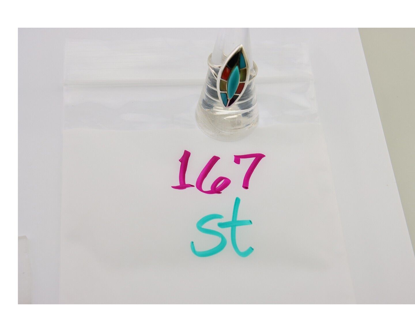 Navajo Ring 925 Silver Turquoise Shell Onyx Spiney Oyster Native Artist C80's