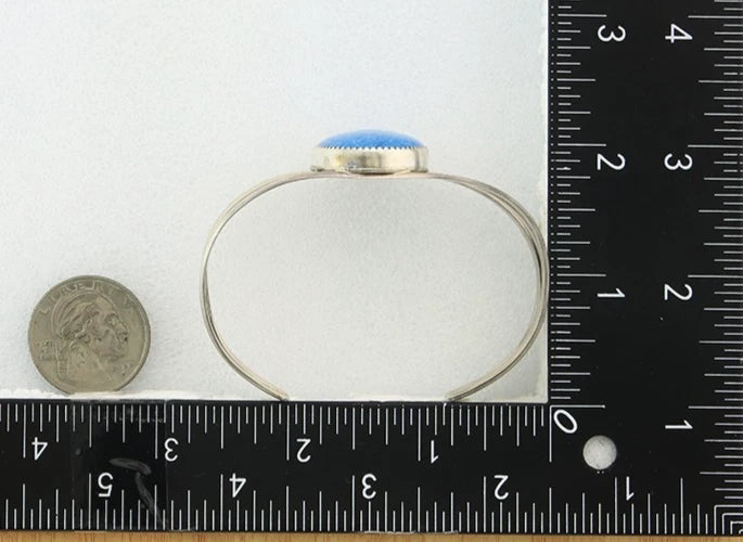 Navajo Cuff Bracelet Sterling Silver Natural Denim Lapis Vintage Handmade