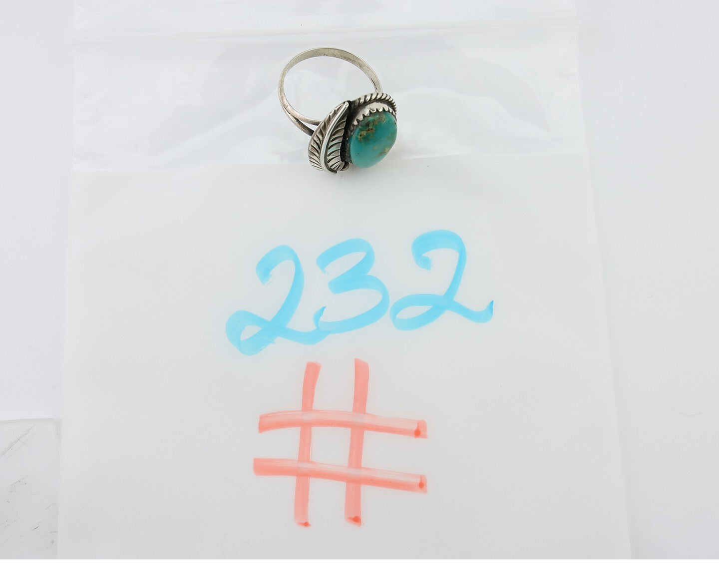 Navajo Ring 925 Silver Sleeping Beauty Turquoise Artist Signed SC C.80's