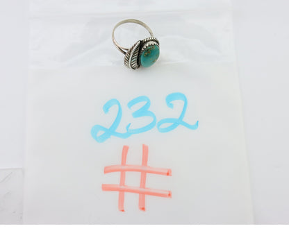 Navajo Ring 925 Silver Sleeping Beauty Turquoise Artist Signed SC C.80's