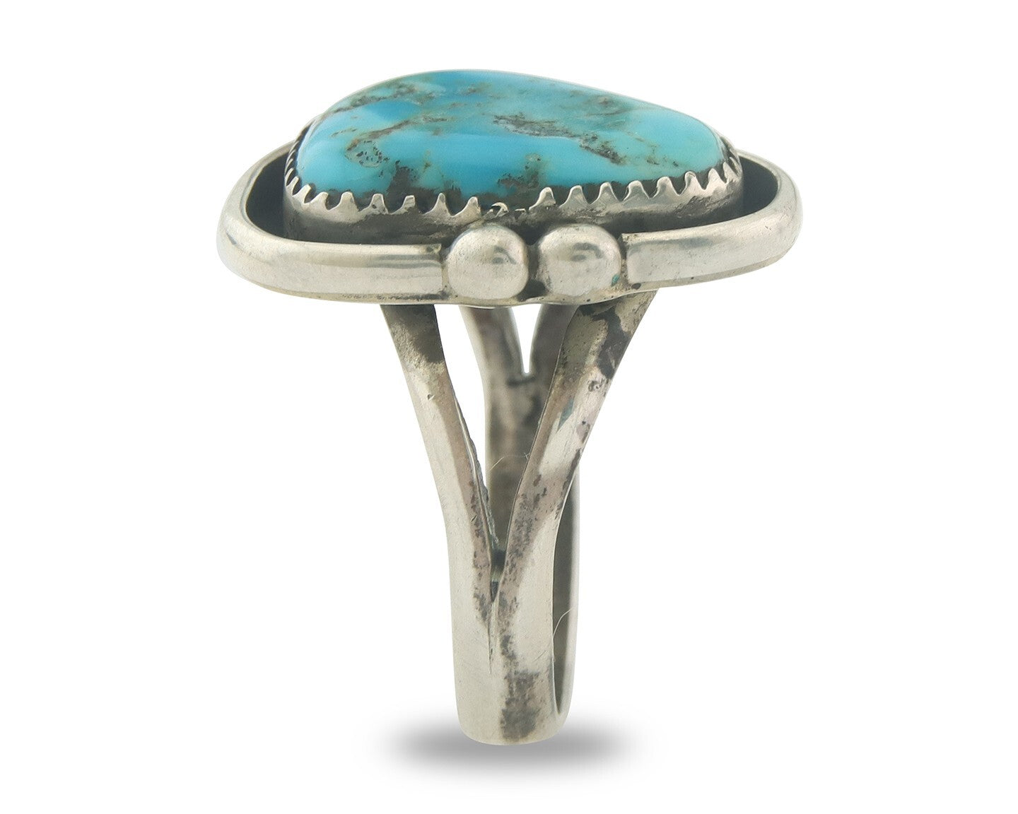 Vintage Navajo Ring 925 Sterling Authentic Turquoise Artist Signed RD Size 10