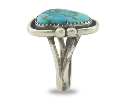 Vintage Navajo Ring 925 Sterling Authentic Turquoise Artist Signed RD Size 10