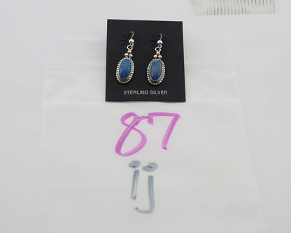 Navajo Dangle Earrings 925 Silver Natural Denim Lapis Signed Melissa Yazzie C80s