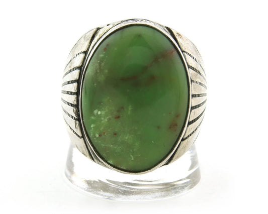 Men Navajo Ring Sterling Silver Turquoise Vintage Signed TZ Size 12.5