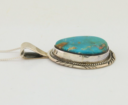 Navajo Necklace 925 Silver Natural Blue Turquoise Artist Signed Mike Begay C.80s