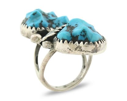 Vintage Zuni Ring 925 Sterling Silver Turquoise Signed RLB Size 6.0