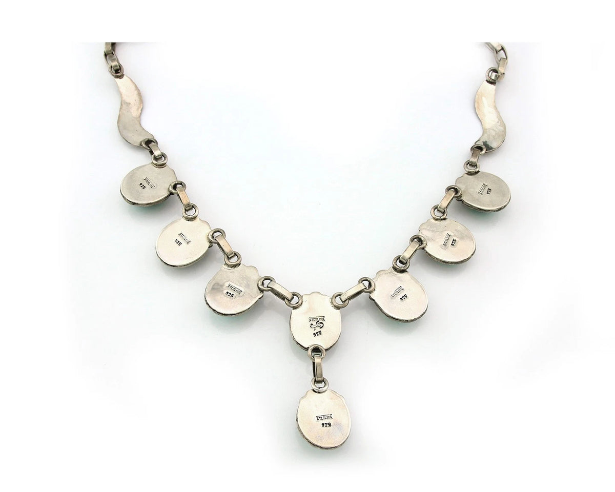 Navajo Necklace Sterling Silver Turquoise Vintage Signed Gecko