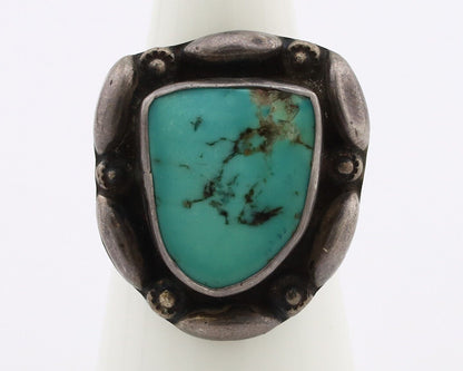 Navajo Ring 925 Silver Turquoise Artist Signed Rabbit Stick C.70's