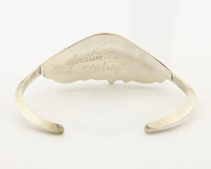 Navajo Cuff Bracelet Sterling Silver Natural Coral Turquoise Sign Justin Morris