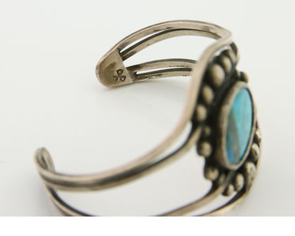 Navajo Bracelet .999 Nickel Turquoise Cuff Artist Signed C.80's