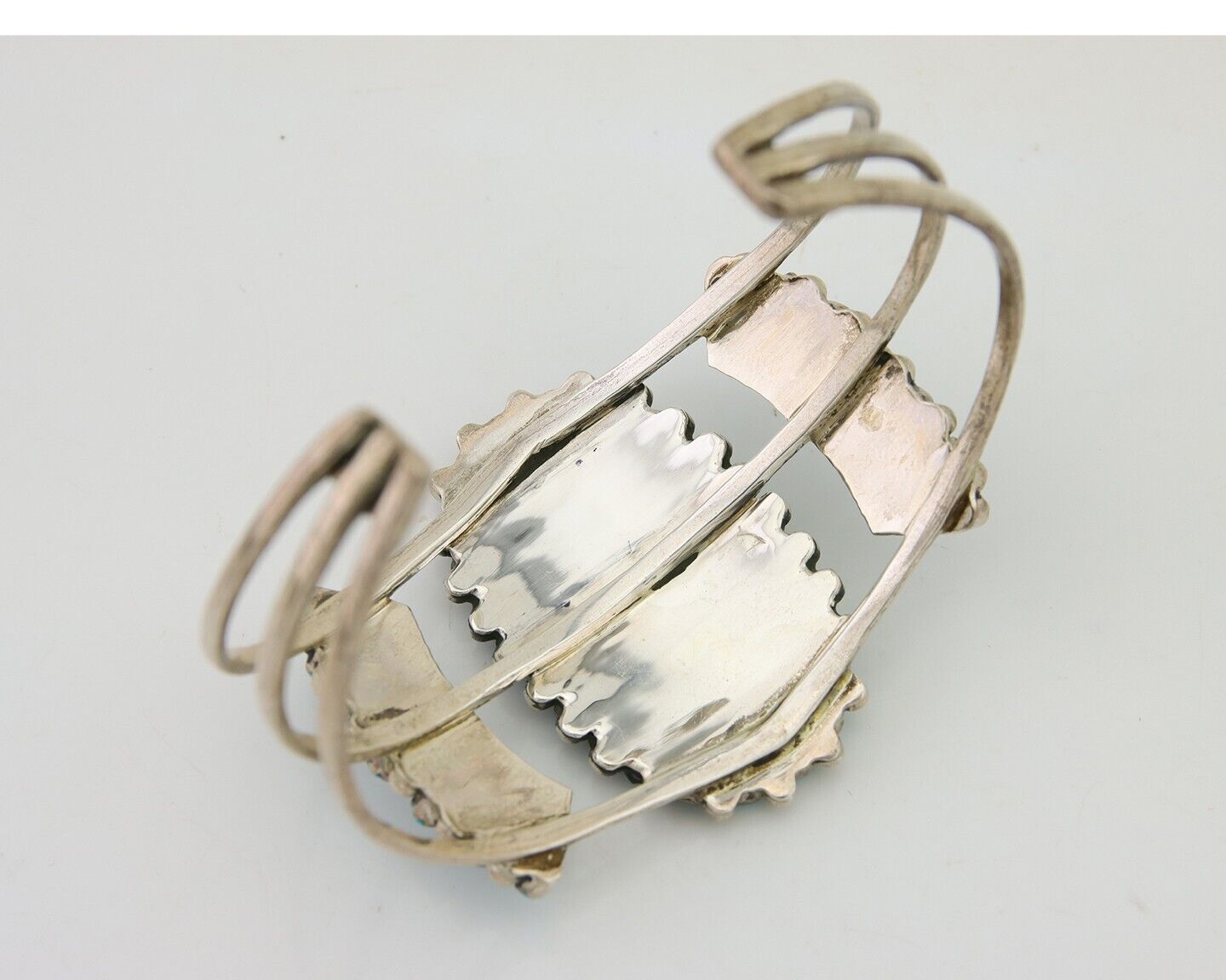 Men Navajo Bracelet 925 Silver Natural Blue Turquoise Signed Benson Yazzie C80s