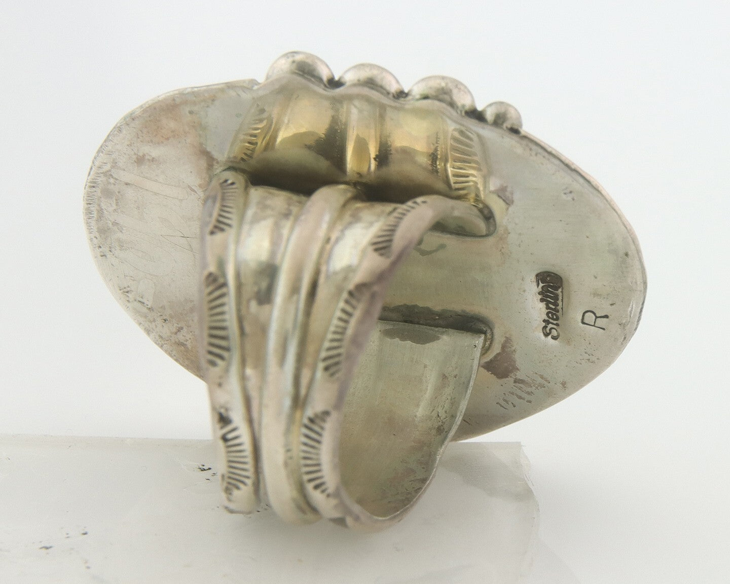 Vintage Navajo Ring 925 Sterling Turquoise Signed Richard Hoskie Size 10.5