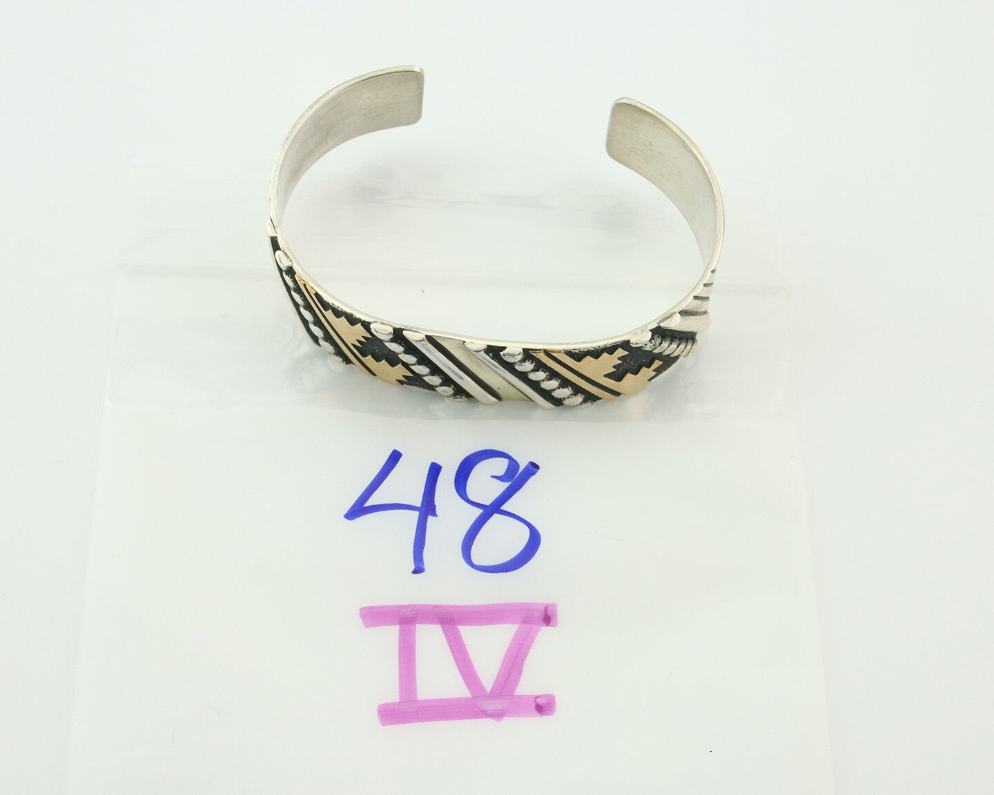 Navajo Bracelet Gold & 925 Silver Handmade 16mm Wide Artist Signed Thomas Singer