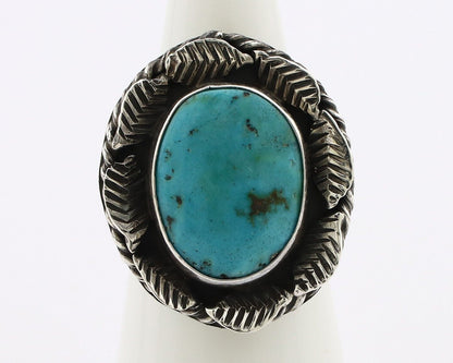 Navajo Ring 925 Silver Blue Turquoise Artist Signed DC C.80's
