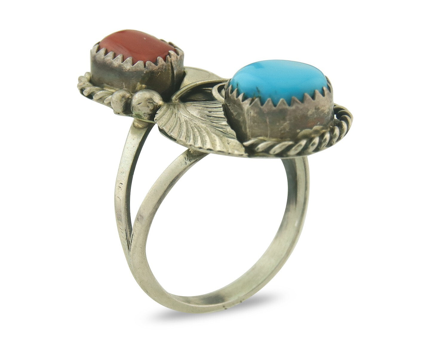 Vintage Navajo Ring 925 Sterling Natural Gemstones Signed Justin Morris Sz 7.75