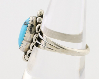 Navajo Ring 925 Silver Sleeping Beauty Turquoise Artist Signed SC C.80's