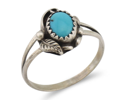 Navajo Ring 925 Silver Sleeping Beauty Turquoise Native American Artist C.80's