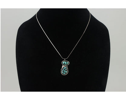 Navajo Necklace 925 Silver Natural Turquoise Signed Tom Willeto C.80s