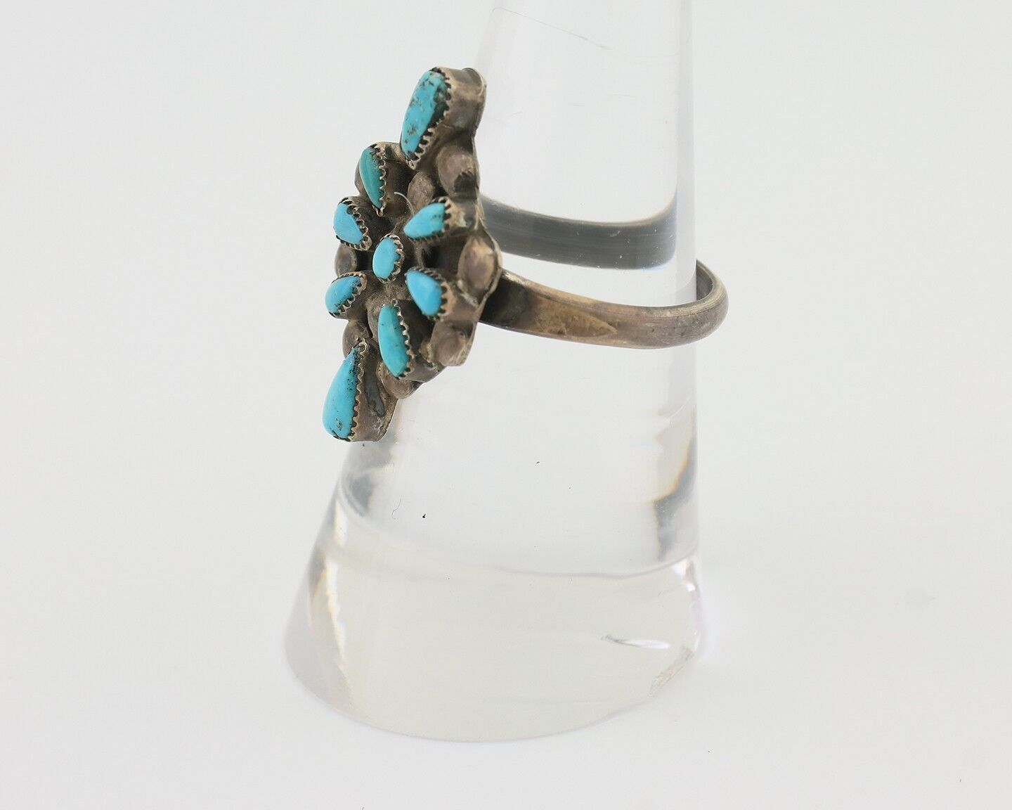 Vintage Handmade Navajo Ring Turquoise 925 Silver Size 7.25 C.80's