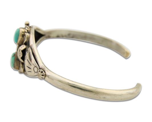 Navajo Bracelet 925 Silver Cuff Turquoise Handmade Native Artist C.80's