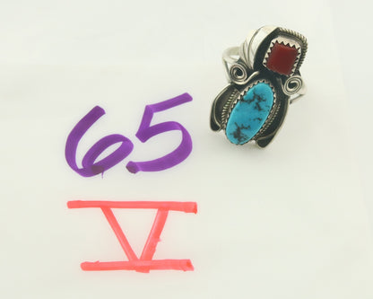 Vintage Navajo Ring 925 Sterling Natural Gemstones Signed Justin Morris Sz 8.25