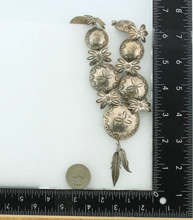 Navajo Concho Necklace Sterling Silver Vintage Stamped Signed Alfred Payton