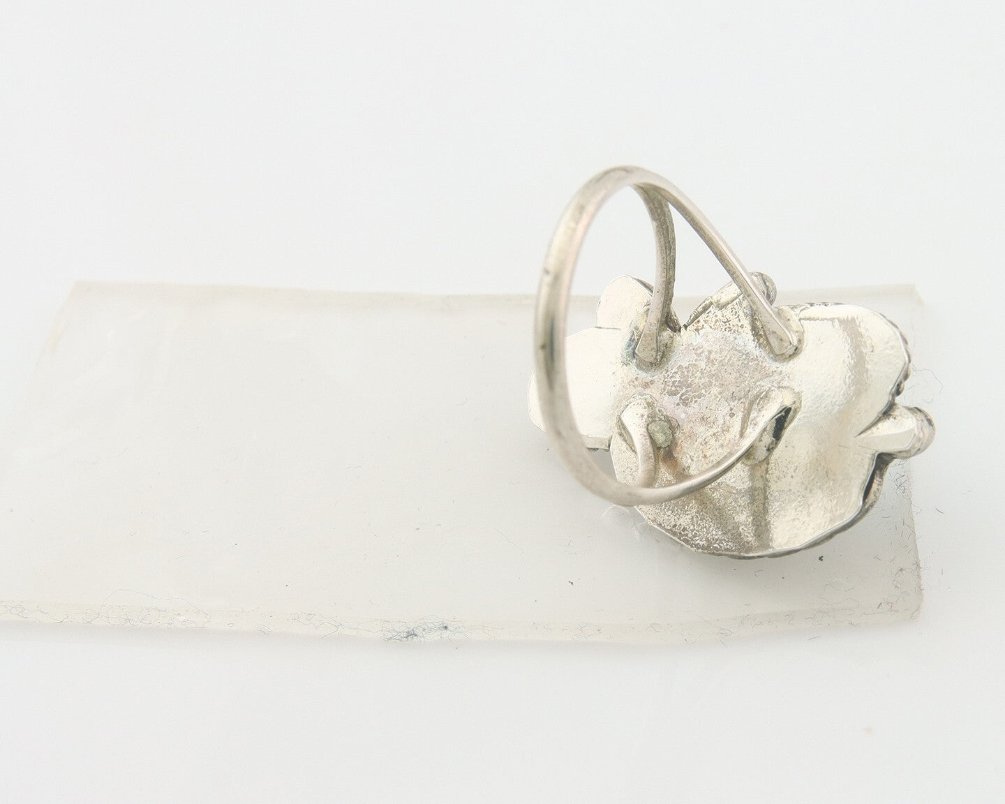 Navajo Ring 925 Sterling Natural Coral & Turquoise Signed EH C.80's Size 7.5