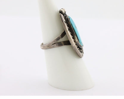 Navajo Ring 925 Silver Blue Turquoise Native American Artist C.80's