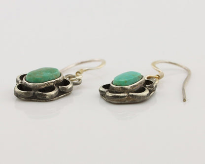 Navajo Earrings 925 Silver Natural Blue Turquoise Native American Artist C.80s