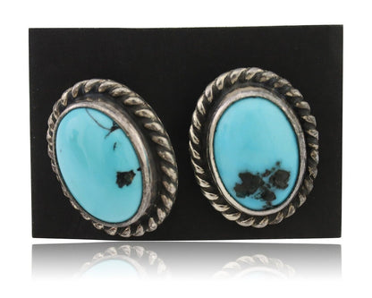 Navajo Cufflinks 925 Silver Native American Natural Turquoise C.80's