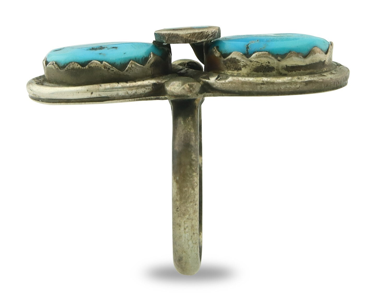 Vintage Zuni Ring 925 Sterling Silver Turquoise Signed Effie C Size 6.75