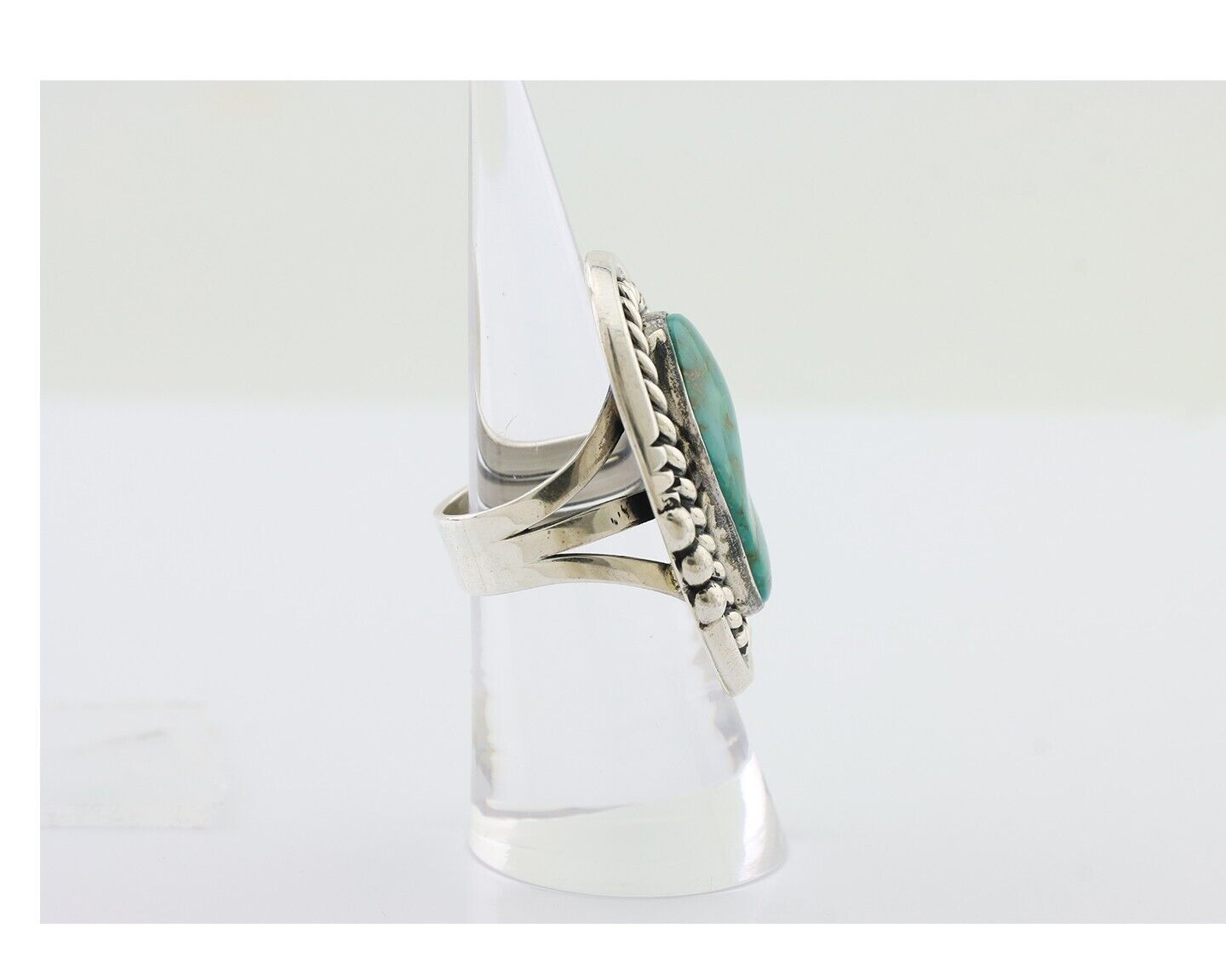 Navajo Ring 925 Silver Simi-Translucent Natural Turquoise Size 6.5 C.80's