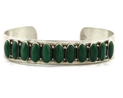 Navajo Bracelet .925 Silver Natural Malachite Artist J.W. Toadlena C.80's