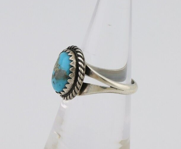 Navajo Ring 925 Silver Kingman Turquoise Native American Artist C.80's