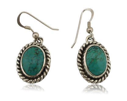 Navajo Earrings 925 Silver Natural Green Turquoise Native Artist C.80s