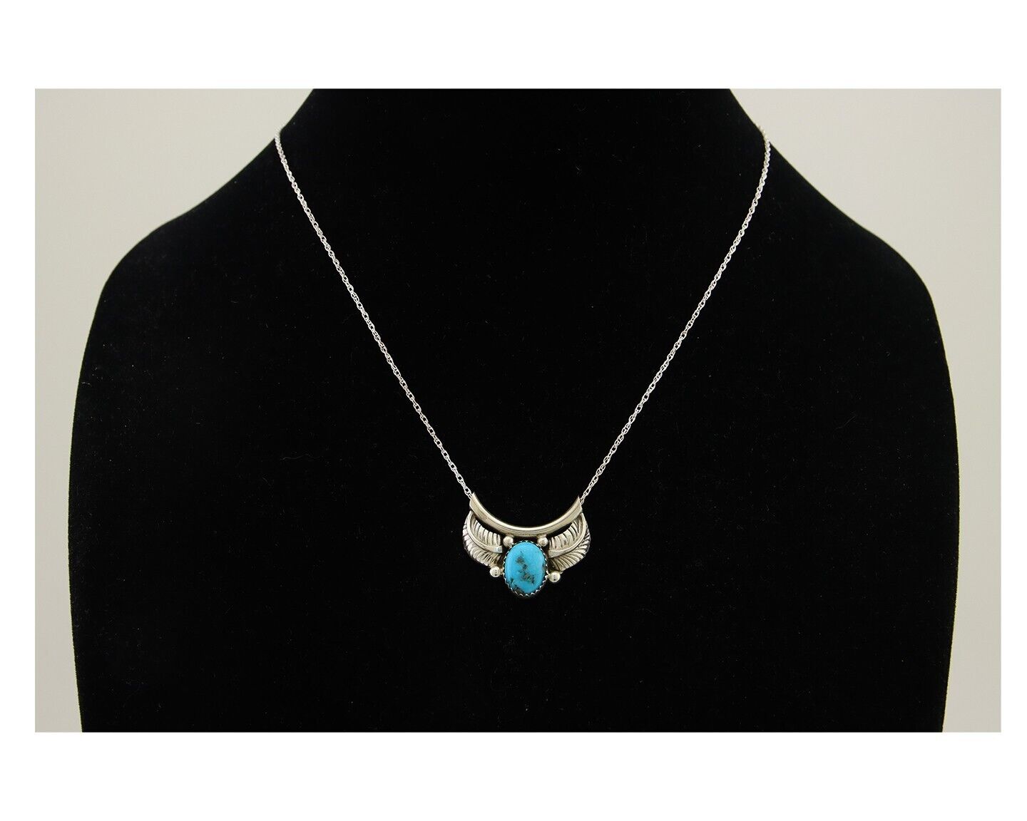 Navajo Turquoise Necklace 925 Silver Signed Eugene Belone C.80's