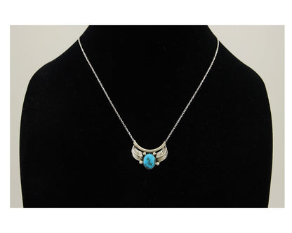 Navajo Turquoise Necklace 925 Silver Signed Eugene Belone C.80's