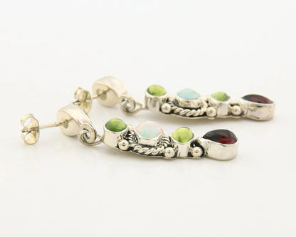 Navajo Earrings Sterling Silver Gemstone Vintage Signed NAKAI