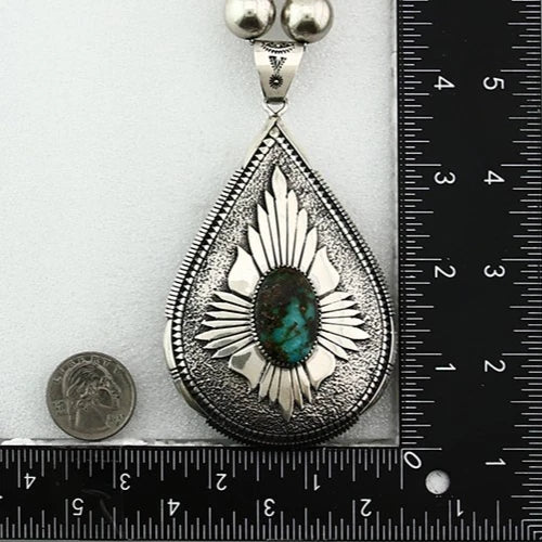 Navajo Necklace Blue Turquoise Vintage Handmade Signed EDDY CHACO C.80's
