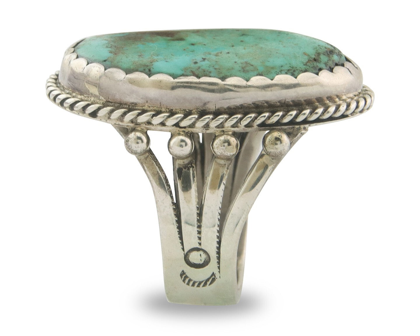 Vintage Navajo Ring 925 Sterling Turquoise Signed FG Size 8.25